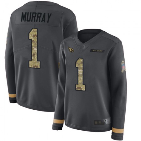Nike Cardinals #1 Kyler Murray Anthracite Salute to Service Women's Stitched NFL Limited Therma Long Sleeve Jersey