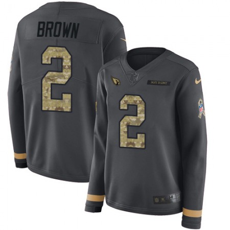 Nike Cardinals #2 Marquise Brown Anthracite Salute to Service Women's Stitched NFL Limited Therma Long Sleeve Jersey