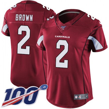 Nike Cardinals #2 Marquise Brown Red Team Color Women's Stitched NFL 100th Season Vapor Untouchable Limited Jersey