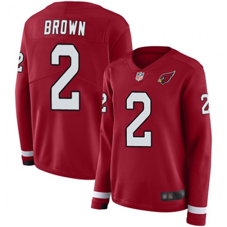 Nike Cardinals #2 Marquise Brown Red Team Color Women's Stitched NFL Limited Therma Long Sleeve Jersey