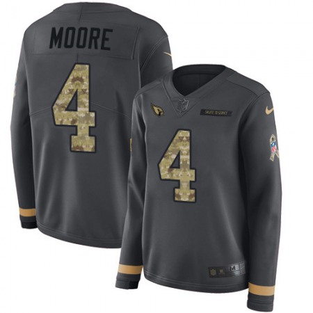Nike Cardinals #4 Rondale Moore Anthracite Salute to Service Women's Stitched NFL Limited Therma Long Sleeve Jersey