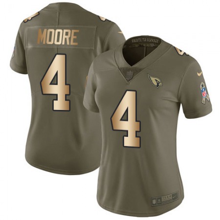 Nike Cardinals #4 Rondale Moore Olive/Gold Women's Stitched NFL Limited 2017 Salute To Service Jersey