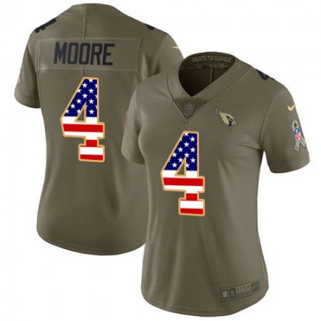 Nike Cardinals #4 Rondale Moore Olive/USA Flag Women's Stitched NFL Limited 2017 Salute To Service Jersey