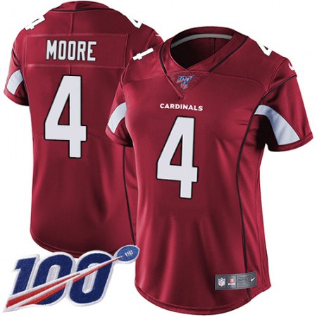 Nike Cardinals #4 Rondale Moore Red Team Color Women's Stitched NFL 100th Season Vapor Untouchable Limited Jersey