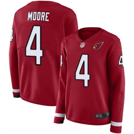 Nike Cardinals #4 Rondale Moore Red Team Color Women's Stitched NFL Limited Therma Long Sleeve Jersey