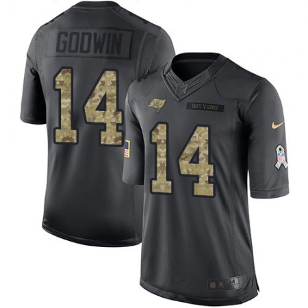Nike Buccaneers #14 Chris Godwin Black Youth Stitched NFL Limited 2016 Salute to Service Jersey