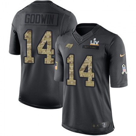 Nike Buccaneers #14 Chris Godwin Black Youth Super Bowl LV Bound Stitched NFL Limited 2016 Salute to Service Jersey