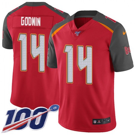 Nike Buccaneers #14 Chris Godwin Red Team Color Youth Stitched NFL 100th Season Vapor Untouchable Limited Jersey