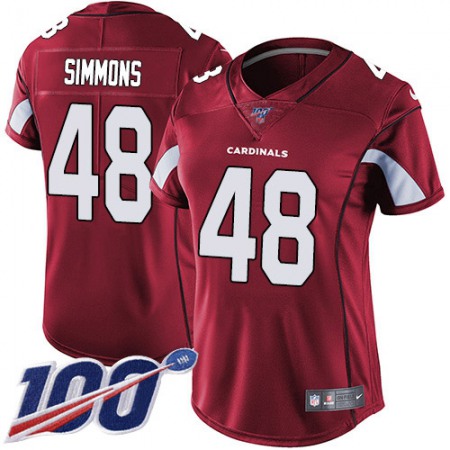 Nike Cardinals #48 Isaiah Simmons Red Team Color Women's Stitched NFL 100th Season Vapor Untouchable Limited Jersey