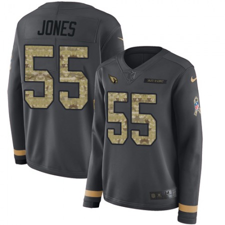 Nike Cardinals #55 Chandler Jones Anthracite Salute to Service Women's Stitched NFL Limited Therma Long Sleeve Jersey