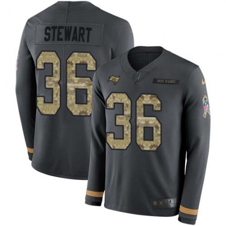 Nike Buccaneers #36 M.J. Stewart Anthracite Salute to Service Youth Stitched NFL Limited Therma Long Sleeve Jersey