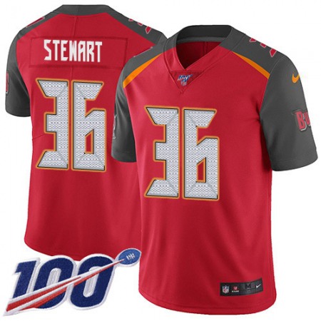 Nike Buccaneers #36 M.J. Stewart Red Team Color Youth Stitched NFL 100th Season Vapor Untouchable Limited Jersey