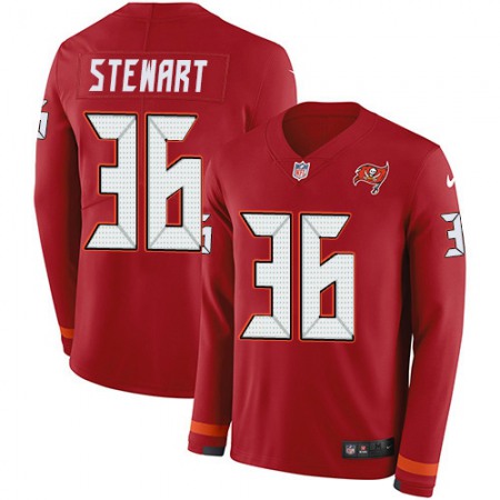 Nike Buccaneers #36 M.J. Stewart Red Team Color Youth Stitched NFL Limited Therma Long Sleeve Jersey
