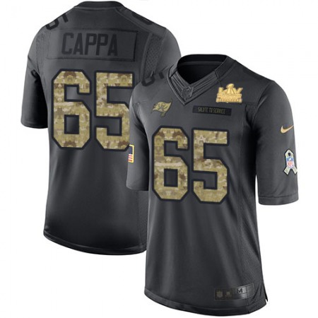 Nike Buccaneers #65 Alex Cappa Black Youth Super Bowl LV Champions Patch Stitched NFL Limited 2016 Salute to Service Jersey