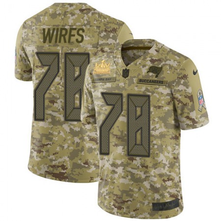 Nike Buccaneers #78 Tristan Wirfs Camo Youth Super Bowl LV Champions Patch Stitched NFL Limited 2018 Salute To Service Jersey