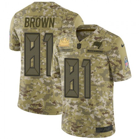Nike Buccaneers #81 Antonio Brown Camo Youth Super Bowl LV Champions Patch Stitched NFL Limited 2018 Salute To Service Jersey