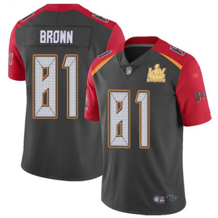 Nike Buccaneers #81 Antonio Brown Gray Youth Super Bowl LV Champions Patch Stitched NFL Limited Inverted Legend Jersey