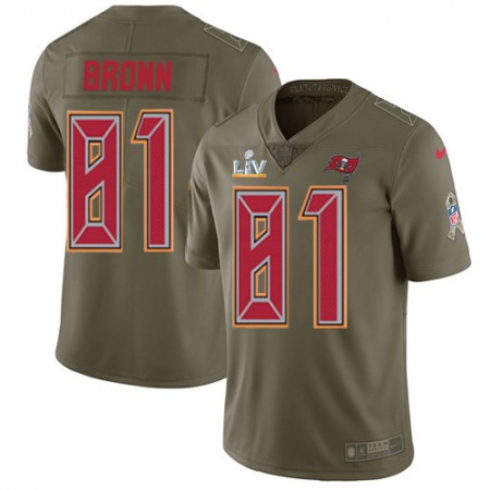 Nike Buccaneers #81 Antonio Brown Olive Youth Super Bowl LV Bound Stitched NFL Limited 2017 Salute To Service Jersey