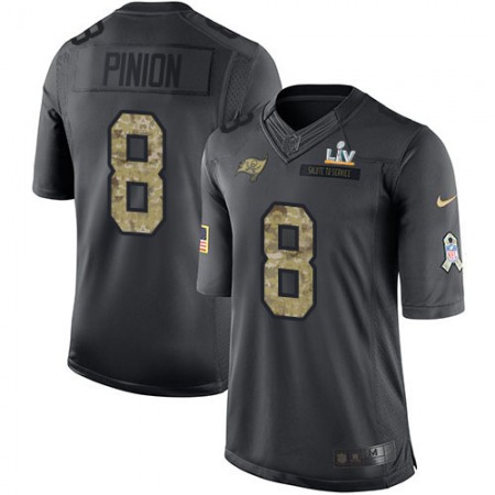 Nike Buccaneers #8 Bradley Pinion Black Youth Super Bowl LV Bound Stitched NFL Limited 2016 Salute to Service Jersey