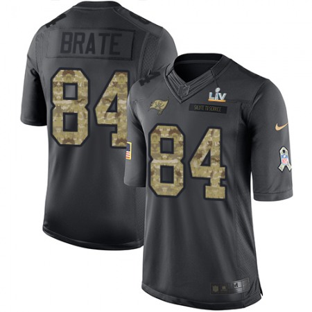 Nike Buccaneers #84 Cameron Brate Black Youth Super Bowl LV Bound Stitched NFL Limited 2016 Salute to Service Jersey