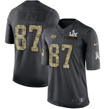 Nike Buccaneers #87 Rob Gronkowski Black Youth Super Bowl LV Bound Stitched NFL Limited 2016 Salute to Service Jersey