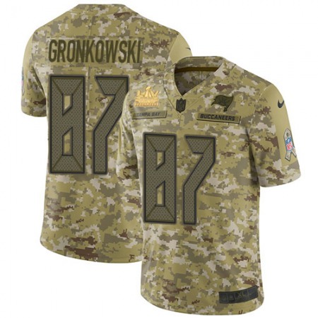 Nike Buccaneers #87 Rob Gronkowski Camo Youth Super Bowl LV Champions Patch Stitched NFL Limited 2018 Salute To Service Jersey