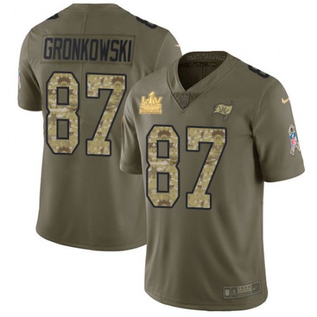 Nike Buccaneers #87 Rob Gronkowski Olive/Camo Youth Super Bowl LV Champions Patch Stitched NFL Limited 2017 Salute To Service Jersey
