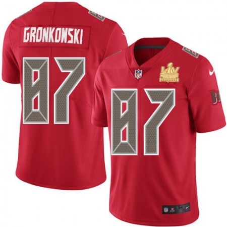 Nike Buccaneers #87 Rob Gronkowski Red Youth Super Bowl LV Champions Stitched NFL Limited Rush Jersey