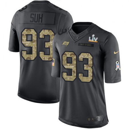 Nike Buccaneers #93 Ndamukong Suh Black Youth Super Bowl LV Bound Stitched NFL Limited 2016 Salute to Service Jersey