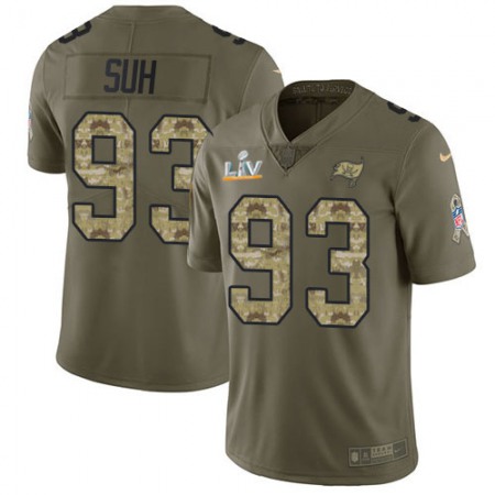 Nike Buccaneers #93 Ndamukong Suh Olive/Camo Youth Super Bowl LV Bound Stitched NFL Limited 2017 Salute To Service Jersey
