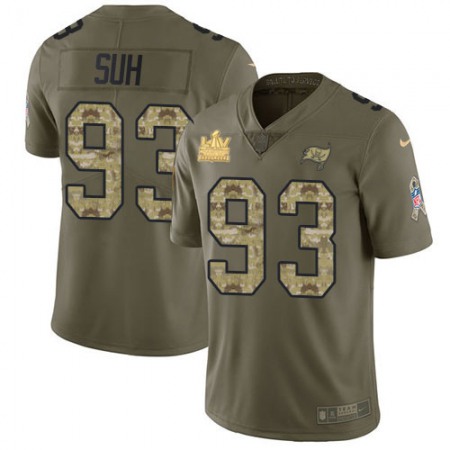 Nike Buccaneers #93 Ndamukong Suh Olive/Camo Youth Super Bowl LV Champions Patch Stitched NFL Limited 2017 Salute To Service Jersey