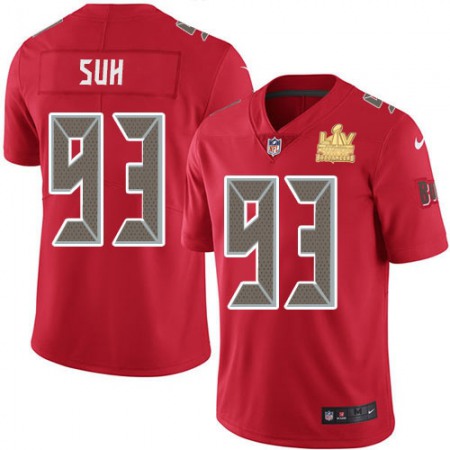 Nike Buccaneers #93 Ndamukong Suh Red Youth Super Bowl LV Champions Stitched NFL Limited Rush Jersey