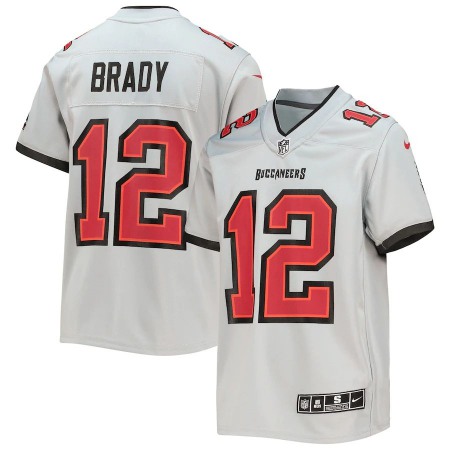 Tampa Bay Buccaneers #12 Tom Brady Nike Youth Gray Inverted Team Game Jersey