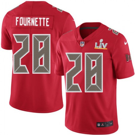 Tampa Bay Buccaneers #28 Leonard Fournette Red Youth Super Bowl LV Bound Stitched NFL Limited Rush Jersey