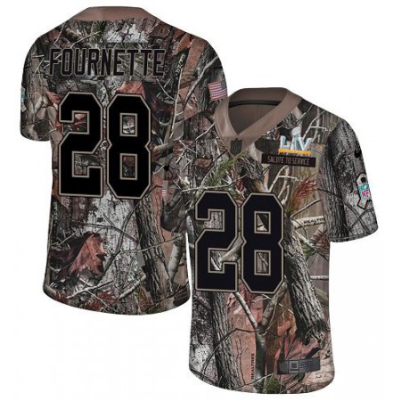 Tampa Bay Buccaneers #28 Leonard Fournette Youth Super Bowl LV Bound Stitched NFL Limited Rush Realtree Jersey