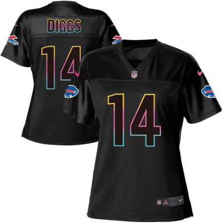 Nike Bills #14 Stefon Diggs Black Women's NFL Fashion Game Jersey