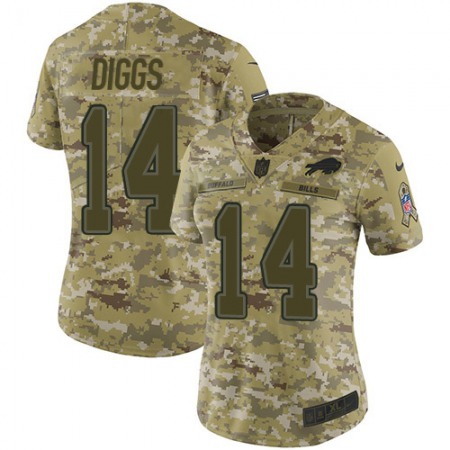 Nike Bills #14 Stefon Diggs Camo Women's Stitched NFL Limited 2018 Salute To Service Jersey