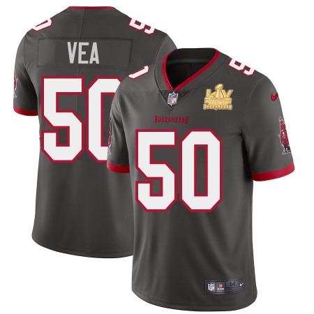 Tampa Bay Buccaneers #50 Vita Vea Youth Super Bowl LV Champions Patch Nike Pewter Alternate Vapor Limited Jersey