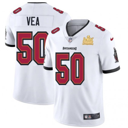 Tampa Bay Buccaneers #50 Vita Vea Youth Super Bowl LV Champions Patch Nike White Vapor Limited Jersey