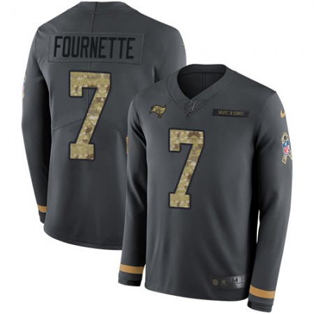 Tampa Bay Buccaneers #7 Leonard Fournette Anthracite Salute to Service Youth Stitched NFL Limited Therma Long Sleeve Jersey