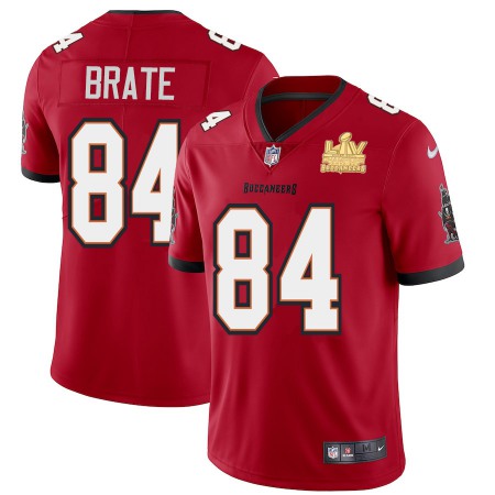 Tampa Bay Buccaneers #84 Cameron Brate Youth Super Bowl LV Champions Patch Nike Red Vapor Limited Jersey