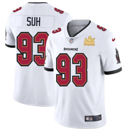 Tampa Bay Buccaneers #93 Ndamukong Suh Youth Super Bowl LV Champions Patch Nike White Vapor Limited Jersey