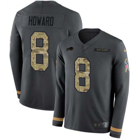 Buffalo Bills #8 O. J. Howard Anthracite Salute to Service Youth Stitched NFL Limited Therma Long Sleeve Jersey