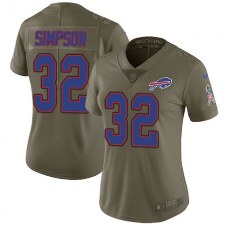 Nike Bills #32 O. J. Simpson Olive Women's Stitched NFL Limited 2017 Salute to Service Jersey