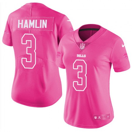 Nike Bills #3 Damar Hamlin Pink Women's Stitched NFL Limited Rush Fashion Jersey