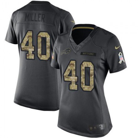 Nike Bills #40 Von Miller Black Women's Stitched NFL Limited 2016 Salute to Service Jersey