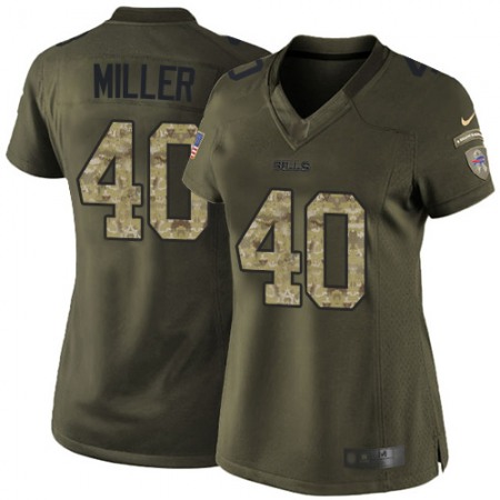 Nike Bills #40 Von Miller Green Women's Stitched NFL Limited 2015 Salute to Service Jersey