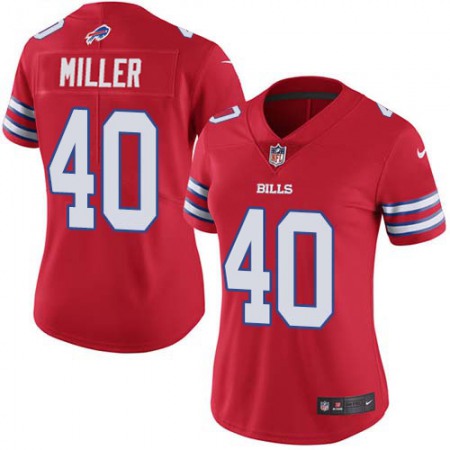 Nike Bills #40 Von Miller Red Women's Stitched NFL Limited Rush Jersey