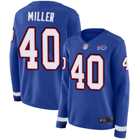 Nike Bills #40 Von Miller Royal Blue Team Color Women's Stitched NFL Limited Therma Long Sleeve Jersey