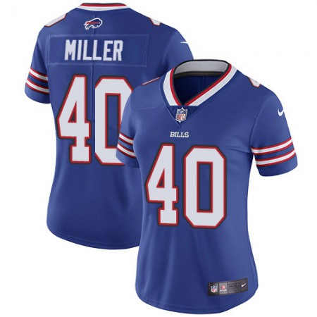 Nike Bills #40 Von Miller Royal Blue Team Color Women's Stitched NFL Vapor Untouchable Limited Jersey